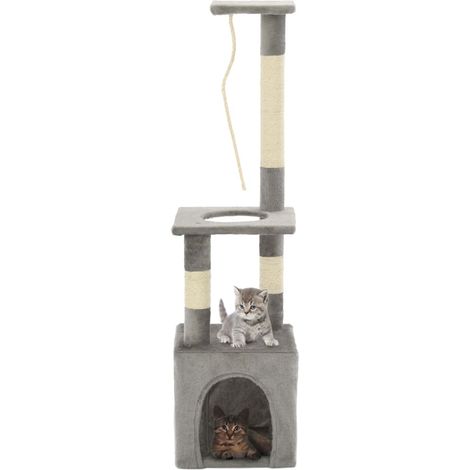 vidaXL Katzen-Kratzbaum mit Sisal-Kratzsäulen 109 cm Grau (1/5)