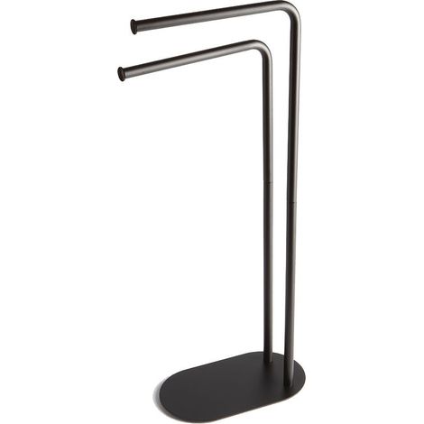 Piantana Con 2 Bracci Porta Asciugamani Di Design Nero Opaco
