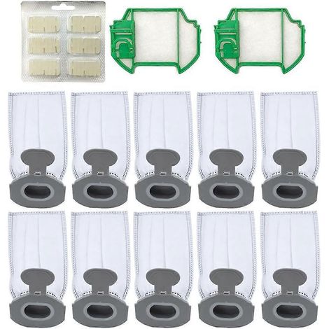 Sacs pour aspirateur, 10 unités, 2 pré-filtres, 1 pastille/bâtonnet parfumé pour aspirateur sans fil Kobold VK7 FP7-AquaForge (1/4)