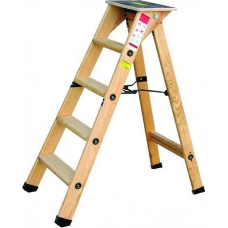 Outifrance - Escabeau bois PRO 9M+ tablette H:212cm (1/4)