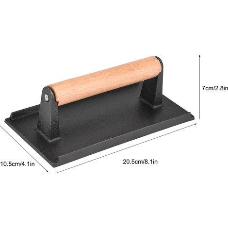 [Steakpresse] [Gewerbliche Gusseisenpresse] [Hochleistungspresse] [Holzgriff, ideal für Speck und Hamburger] (1/5)