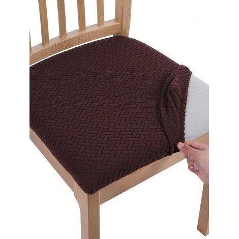 Einfacher Stuhlkissenbezug: 2 Stück, weich und bequem, rutschfester Schutz für Küchen-, Esszimmer- und Wohnstühle, kaffeebraune Farbe (1/5)