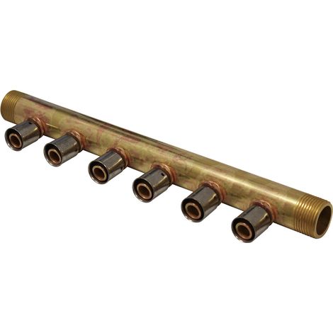 Collecteur à Sertir PER entraxe 40mm Ø3/4" (20/27) Mâle Mâle - 6 Piquages Ø12 avec ses Bagues - Arcanaute (1/2)