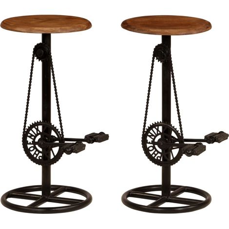 Chaises de bar 2 pcs Bois de manguier solide 2 (1/5)
