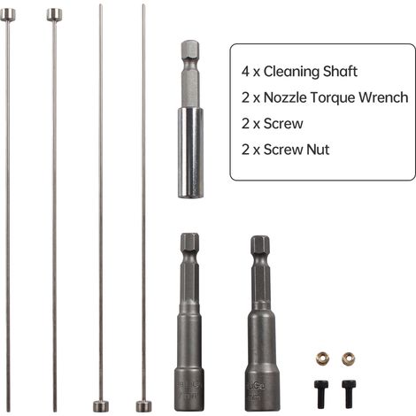 Kit de nettoyage de buse d'imprimante 3D, nettoyeur de filament d'extrudeuse avec 4 arbres et clé dynamométrique pour buses filetées M7/M8, adapté à la plupart des machines d'impression (1/5)