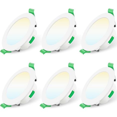 LaBlanc – Dimmbare LED-Einbaustrahler, 230 V, 7 W, Deckeneinbaustrahler, 3000 K, 4000 K, 6500 K, wasserdicht (IP44), verstellbar, für Bad und Wohnzimmer, 6er-Pack, rund, weiß (1/4)