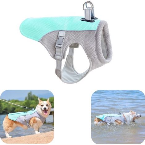 Gilet rafraîchissant pour chien - vêtement de protection contre la chaleur réglable et respirant, gris, 70 x 42 cm (1/5)