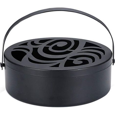 Quemador de incienso en espiral, soporte portátil redondo hueco a prueba de viento para incienso en espiral, ideal para acampar al aire libre, jardín o patio (98) (1/5)