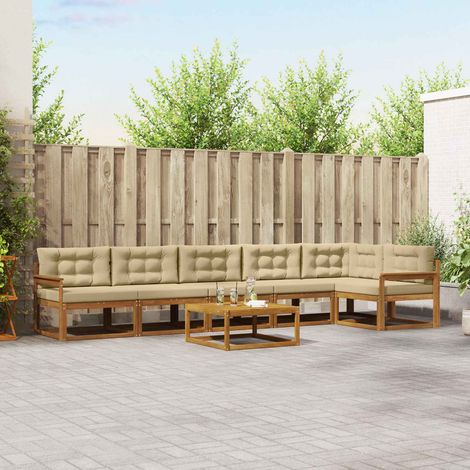 vidaXL Outdoor-Sofagarnitur mit Kissen 7 pcs Natur und Beige (1/5)