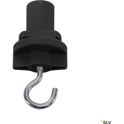 Systèmes rail 3 allumages 230V S-TRACK adaptateur avec crochet pour rail 3 allumages intérieur noir - SLV 175190