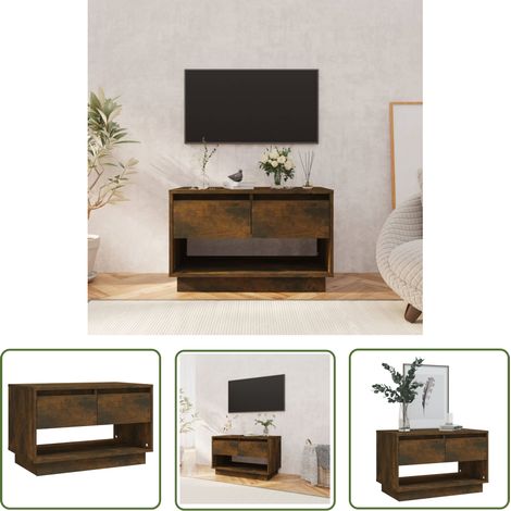 The Living Store TV-Schrank Räuchereiche 70x41x44 cm Holzwerkstoff - TV-Schrank - Lowboard - Holzmöbel - Fernsehtisch - Regal (1/5)