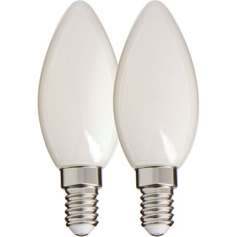 Lot de 2 Ampoules Filament LED Flamme Opaque, culot E14, 470 Lumens, équivalence 40W, 2700 Kelvins, Blanc chaud (1/5)
