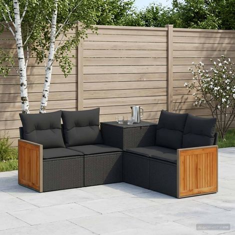 vidaXL Set di divani 5 pz Nero Rattan sintetico e Acciaio (1/5)