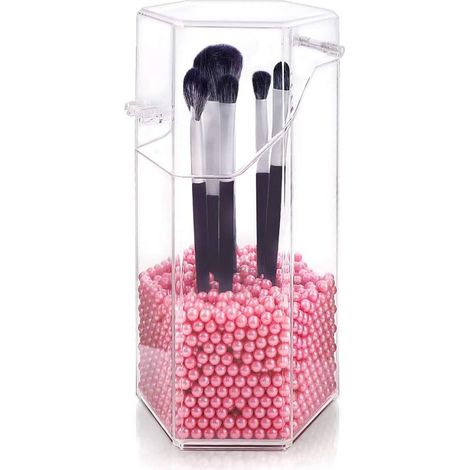Boite De Rangement En Acrylique - Boite A Pinceaux Maquillage Et A Accessoires - Couvercle Articulé Anti-Poussiere - 1 Pièce (1/5)