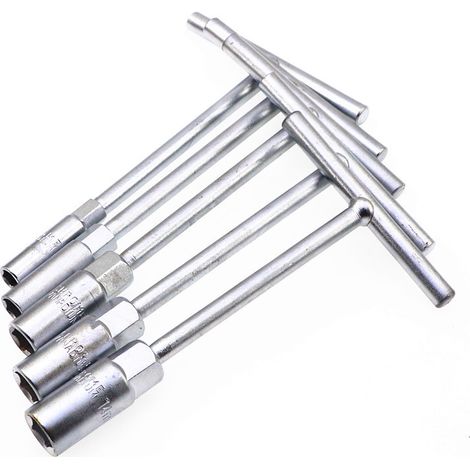 Jeu de Clés à Douille en T Courtes 8-14mm - Tournevis à Douille Manchon en T Compact pour Moto - Outillage de Précision 8mm 10mm 12mm 13mm 14mm (1/5)