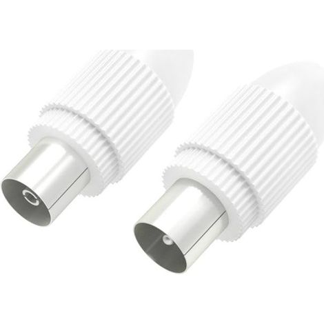 Fiche Coaxiale - Lot de 2 - Blanc - Sertir - Câble 5-7mm - Antenne TV Satellite (1/3)