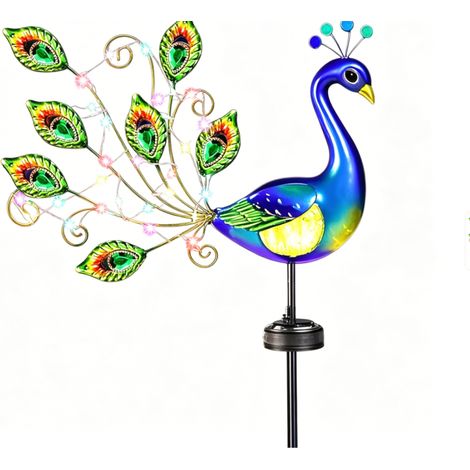 Statue Paon - Lampe Solaire Extérieure en Fer - Éclairage LED pour Jardin Patio Chemin Pelouse - 1 Pièce (1/5)