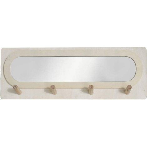 Today Specchio contemporaneo beige con appendiabiti in legno