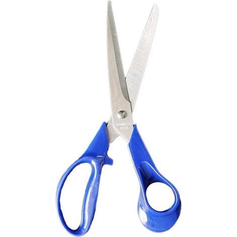 Forbici in acciaio inox, strumento di taglio multifunzionale, manici in plastica, forbici per quilting, creazione di biglietti, taglio di imballaggi (blu) (1/5)