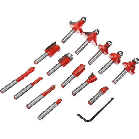 MOONSTARS 15pcs 6.35mm Tige Fraises à Défoncer Kit Coffret Fraise pour Defonceuse en Carbure de Tungstène Outil de Travail du Bois de Carbure de Profil (1/4)