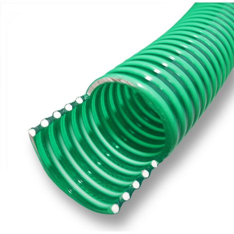 Tuyau d'aspiration 25 m à pression diamètre 38mm (1 1/2") spirale renforcement vert