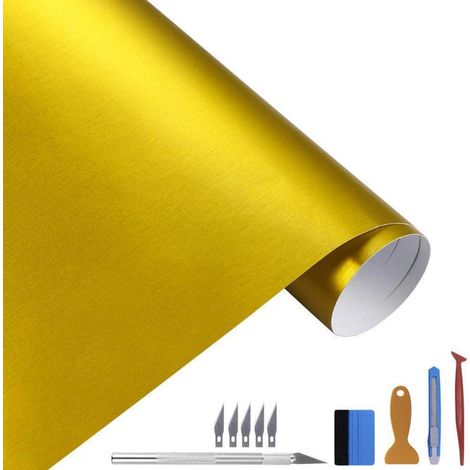 Metallic Vinyl Folie Gold gebürstet 100x300cm für Auto, Laptop, Möbel (1/5)