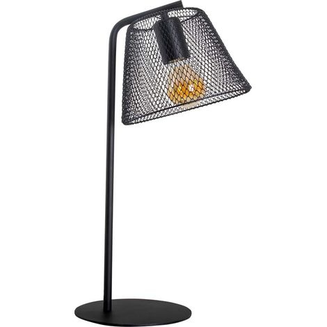 Tischlampe Tischleuchte Leselampe Nachttischlampe schwarz Gitter Design H 50 cm (1/5)