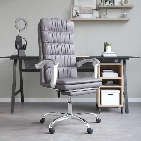 Chaise de bureau inclinable Fauteuil gamer - Chaise d'ordinateur Gris Similicuir BonneVie-58835 (1/5)