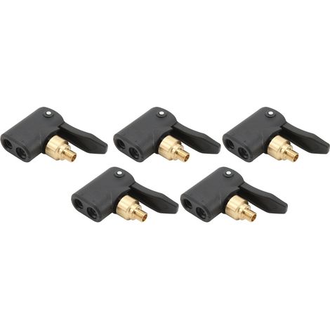Lot de 5 valves de pneu, embouts de pompe, pinces en cuivre, adaptateurs pour gonfleur de pneu, connecteurs filetés. Dégonflage non pris en charge. (1/5)