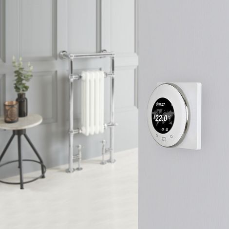 Hudson Reed Elizabeth - Sèche-Serviettes Mixte Rétro Sur Pieds Blanc avec Thermostat Wi-Fi – 93cm x 45cm (1/5)