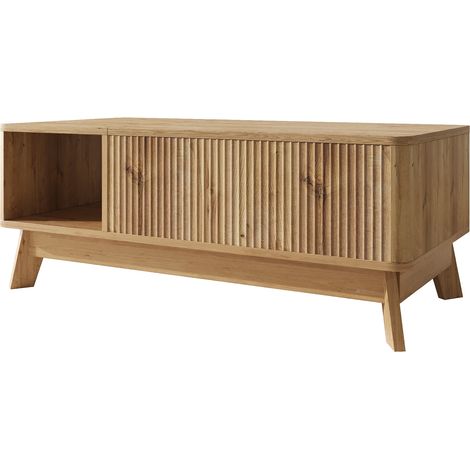 Höhenverstellbarer Couchtisch mit Stauraum und Seitenablage aus MDF Natur MODENUIT (1/5)