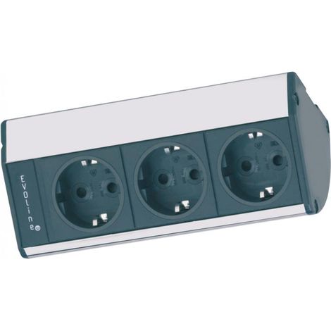 EVOline® Eck-Steckdose DOCKCUISINE Aluminium-Optik 3-fach Unterbausteckdose (1/5)