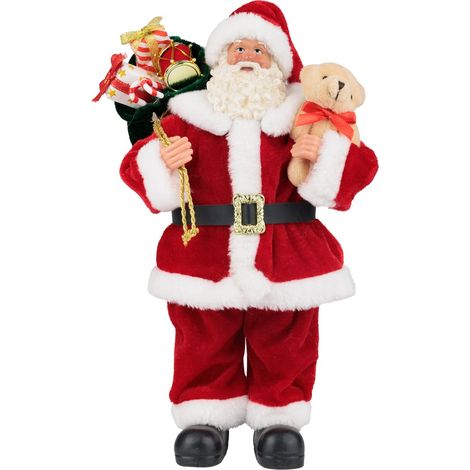 Dekoration MagicHome Weihnachten, Santa mit Geschenken und Teddybär, rot, 30 cm (1/2)