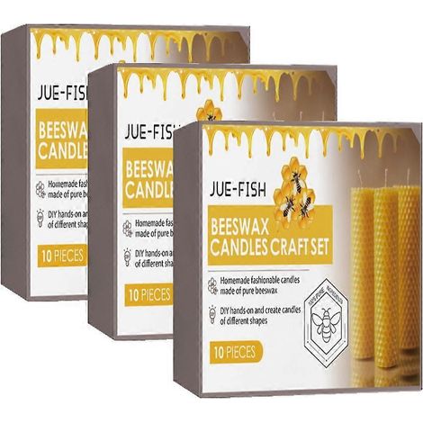 Kit de fabrication de bougies DIY avec 30 feuilles de cire d'abeille, cire d'abeille complète, alvéoles pour l'apiculture. (1/4)
