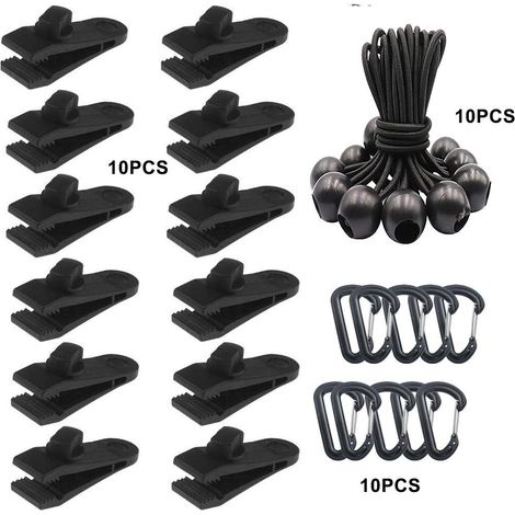 30 tendeurs de bâche à boule pour bannières, bâches, tonnelles, tentes - sangles extensibles, supports de bâche, élastiques de fixation (1/5)
