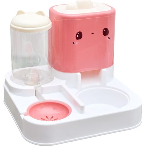 Distributeur d'Eau & Croquettes "Kawaii" 28cm Rose