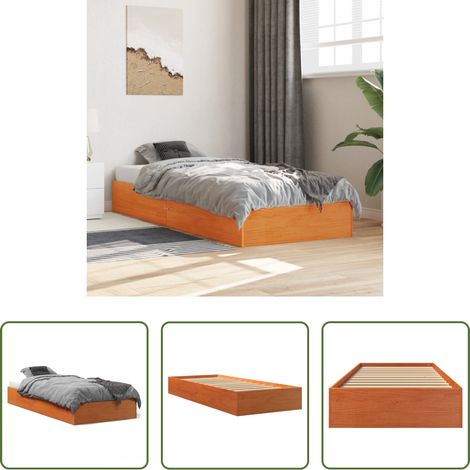 vidaXL Estructura de cama sin colchón madera maciza marrón 90x190 cm (1/5)