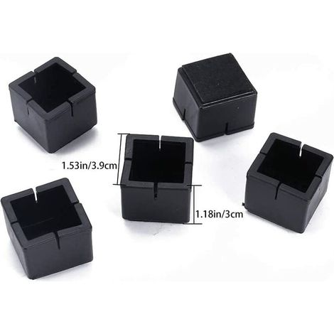 Paquete de 24 tapas de silicona para patas de silla de 30 mm a 36 mm, protectores para patas de muebles que evitan arañazos y ruidos, almohadillas antideslizantes para patas de mesa, calibre cuadrado (1/4)