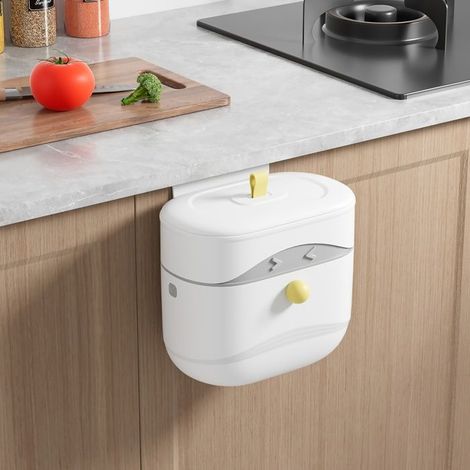 Unité individuelle — Petite poubelle avec couvercle (2 usages : plan de travail ou sous l'évier) — Pliable (1/3)