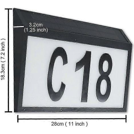 Lampe solaire LED pour numéro de maison - 28 x 18,3 x 3,2 cm (1/3)