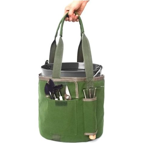 Sac rangement seau 5 gallons vert 12 pouces toile solide jardin (1/5)
