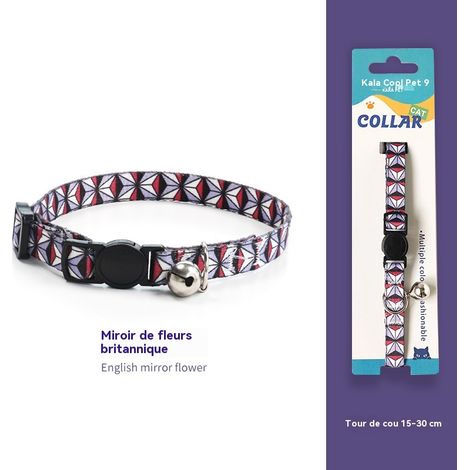 Collier pour chat avec clochette - Sécurité anti-étranglement - Couleurs tendance - Convient aux chats ayant un tour de cou de 15 à 30 cm