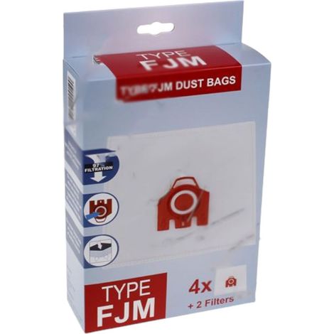 Boite de 4 sacs à poussière synthétiques FJM – Accessoire pour aspirateur MIELE – Compatible avec modèles AllergyControl et MagicBlue