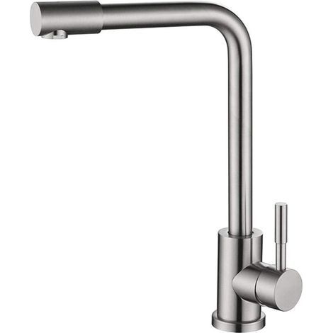 Robinet de cuisine 304 acier inoxydable évier de cuisine robinet mitigeur 7 Type mélangeur eau froide et chaude chromage rotatif