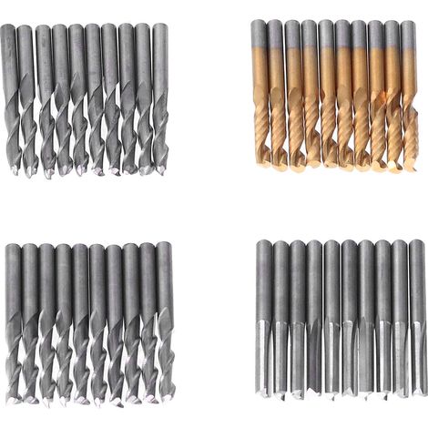 Jeu de 40 fraises de défonceuse 1/8in queue, couteaux CNC pour bois, gravure et fraisage, lot LXD0LX40PCC (1/5)