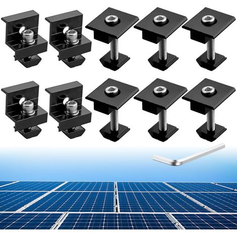 Lot de 10 Pinces pour Panneau Solaire 4 Supports en Z et 6 Clips Centraux en T pour Toits et Camping-car (1/5)