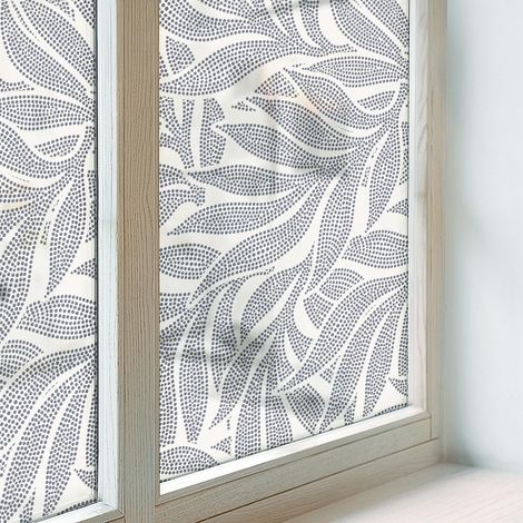 Klebefolie 100x100 cm Milchglas Blickdicht Folie für Badezimmer Schlafzimmer Dekorfolie PVC Dekorativ Selbstklebend Sichtschutz Fenster Blatt fällt