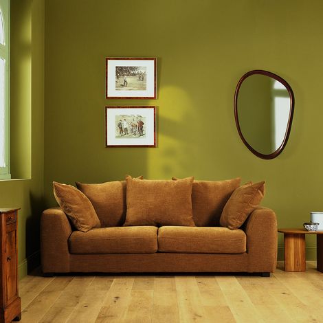Canapé droit convertible 3 places en tissu effet lin bronze (1/5)