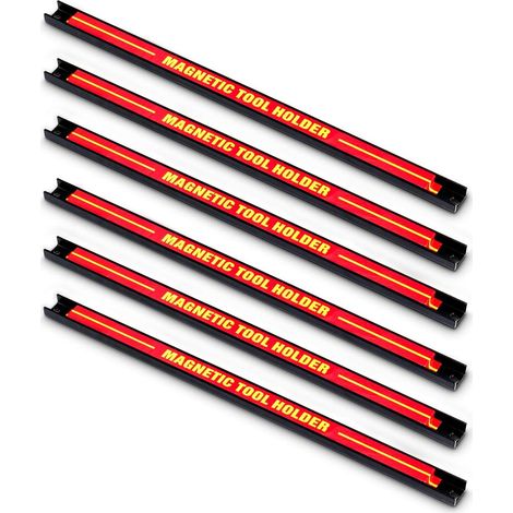 Goplus – Set de 6 barres magnétiques pour outils – Charge 10kg – Installation facile avec 2 vis – Dimensions 46 x 2,5 cm – Pour garage et atelier