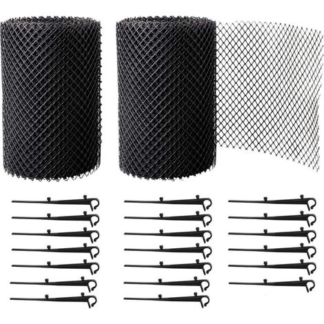 2 Rollen Dachschutznetz 600 cm x 18 cm, Dachrinnenfilter mit 20 Clips, geeignet für Dachrinnenschutzsets für Häuser und Carports (1/4)